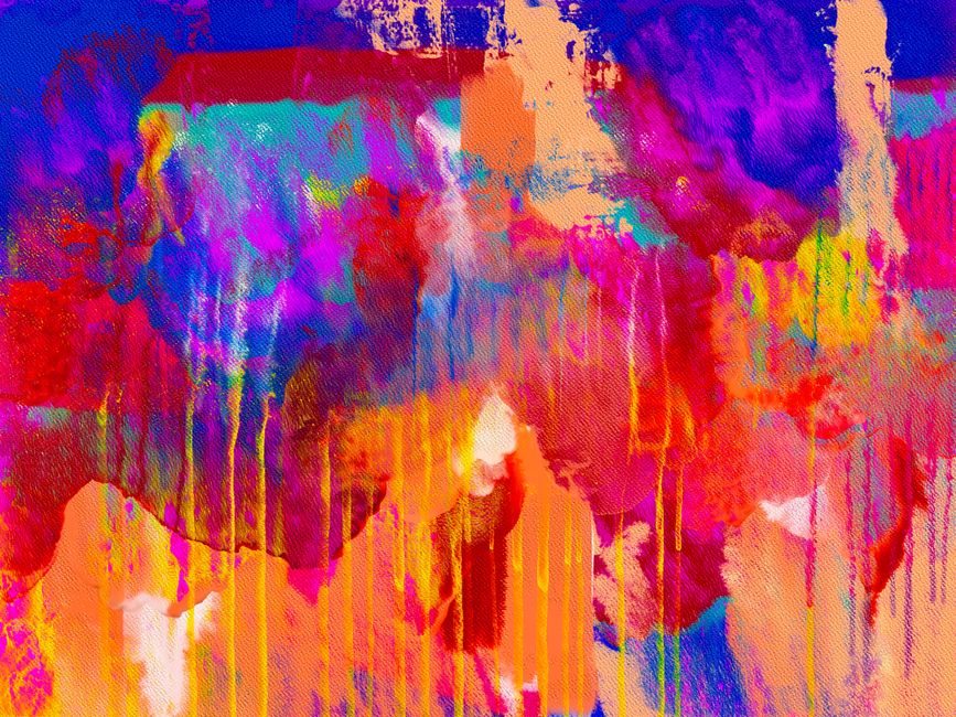 Lion abstrait vibrant sur mur blanc minimaliste.